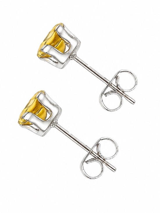 MoonFlowerBtq Jewelry - Yellow CZ Stainless Steel Stud Earrings 6mm 20G